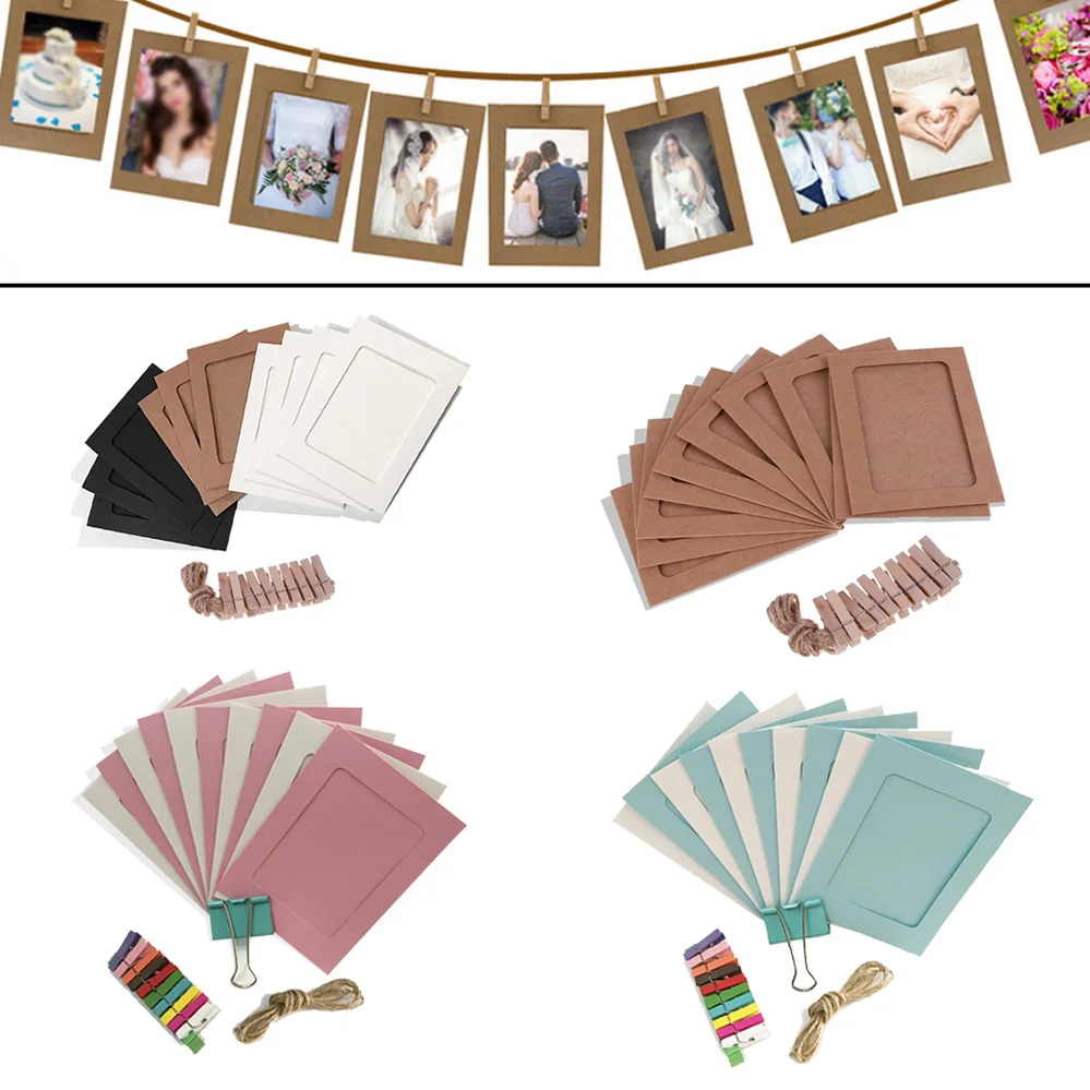 10 sztuk DIY Photo Frame papierowa ściana z obrazami dekoracja na wesele przyjęcie z okazji ukończenia szkoły foto budka rekwizyty ścienne wiszące zdjęcia ramki