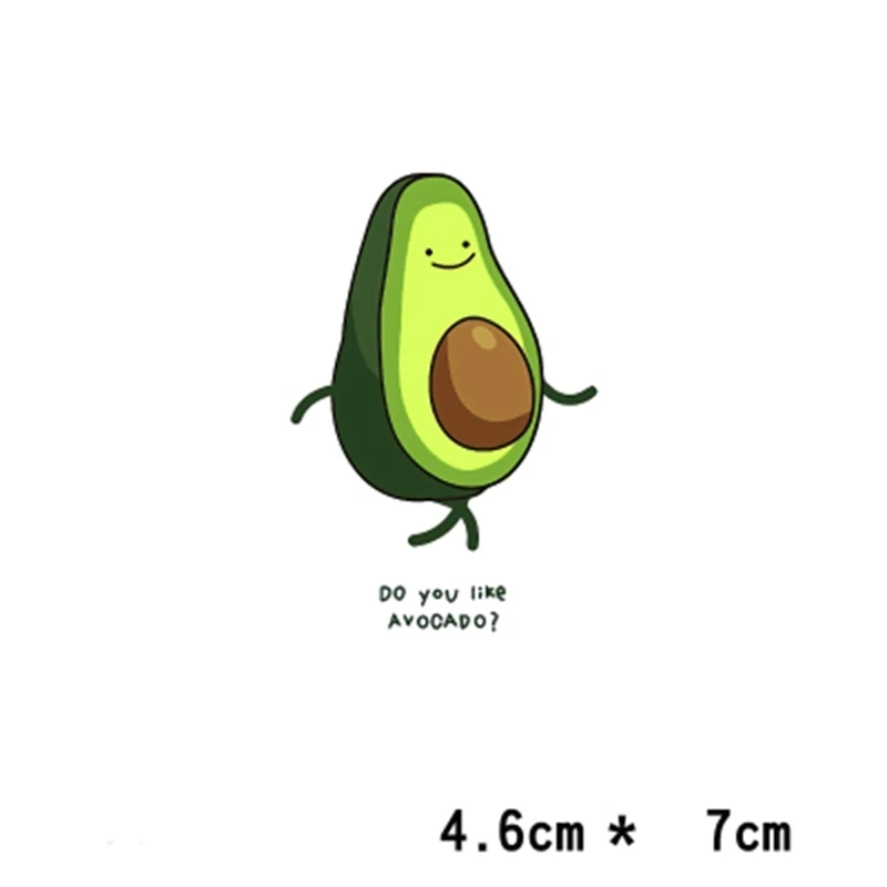 Cartoon Avocado kids żelazko na gorąco druk transferowy naszywki naszywki na ubrania DIY owoce Kawaii zmywalny a-level Thermal Applique