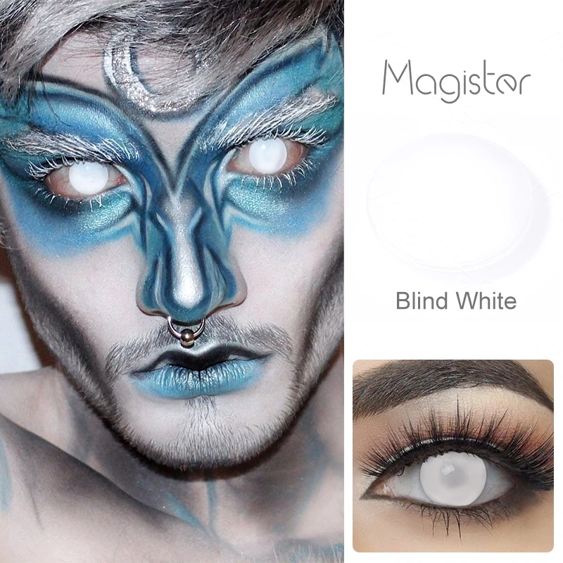 Magister 1 Pair Halloween Contacts Lenses Anime Cosplay Contacts Sharingan Red Contacts Blackout Lenses for Eye White Blind Lens