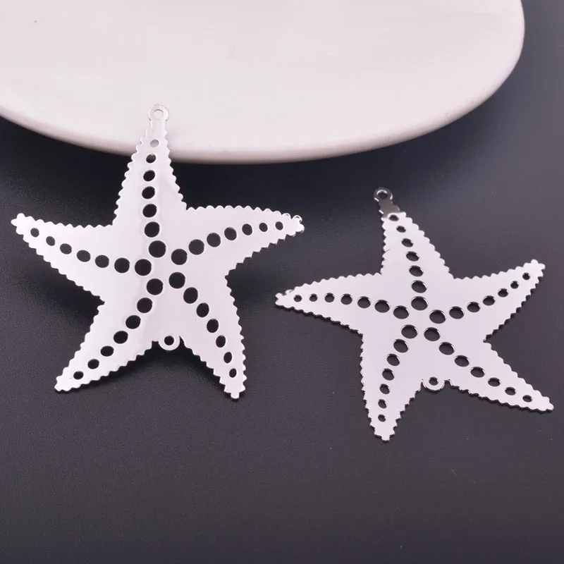 

10 шт. 52*47 мм латунный разъем в виде морской звезды, кулон с большим животным, ювелирные изделия с родиевым покрытием, аксессуары для подвешивания