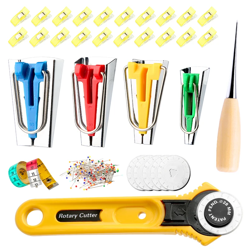 

Nonvor Bias Tape Makers Set Rotary cutter Tools Kit Machine Tools Sewing Quilting Binding Sewing Accessories DIY Patchwork Ruler