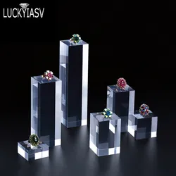 Clear Acrylic Square Sheet Stamping Block Cosmetics Display Stand Pad Photography Props Ornaments Rings Necklace Jewelry Holder