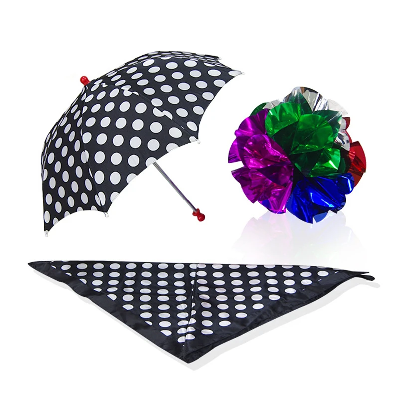 Polka Dot Silk & Umbrella Sets Magic Tricks Magician Stage Illusion Gimmick Mentalism Scarve Appear Umbrella Flower Ball Magia