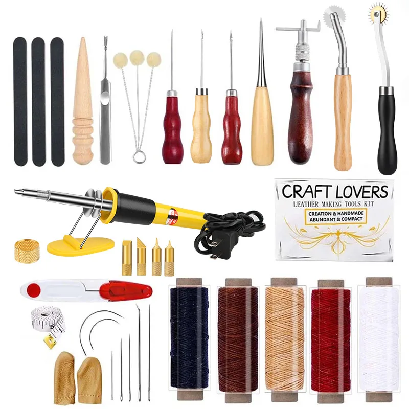 

LMDZ 34Pcs Leather Working Kit Leather Starter Kit Leather Stitching Kit Leather Burning Tool Leather Crafting for Beginner