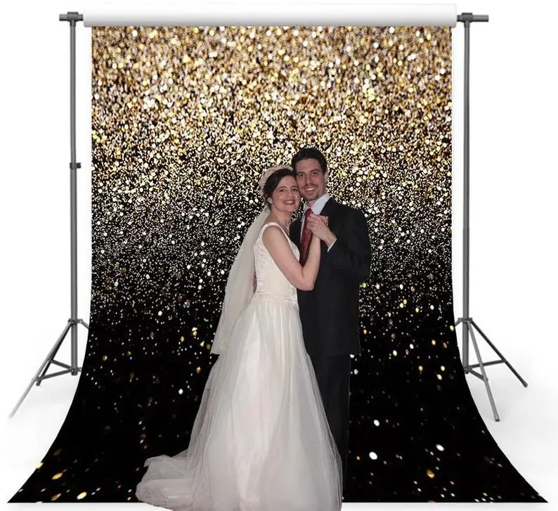 

MEHOFOTO Glitter Black Gold Dots Bokeh Photography Backdrop Photo Studio Background Props Party Events Decorations Supplies