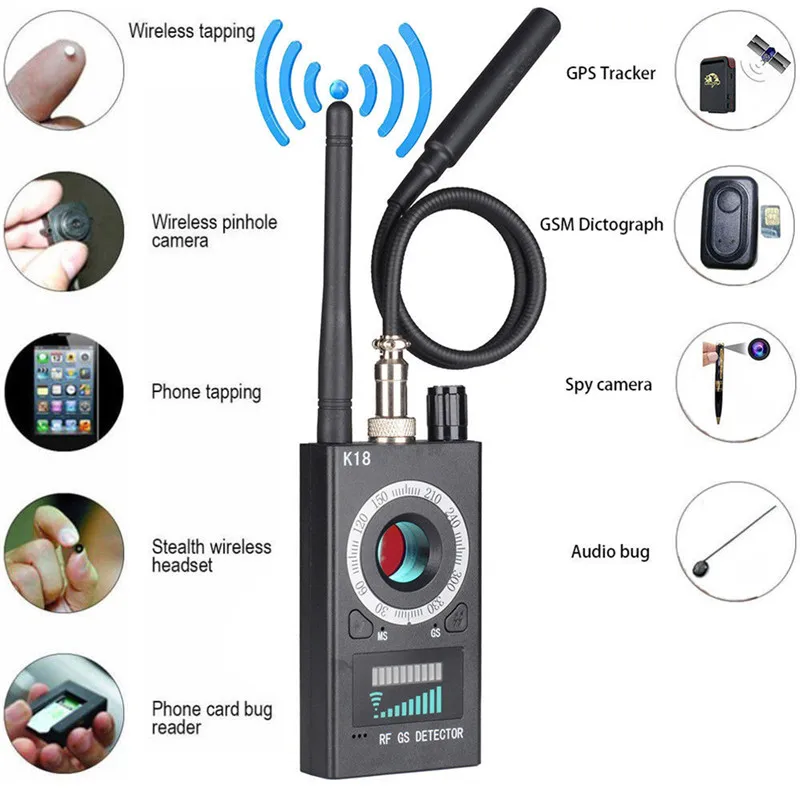 RF Signal Detector Bug Anti-spy Detector Camera GSM Audio Bug Finder GPS Scan