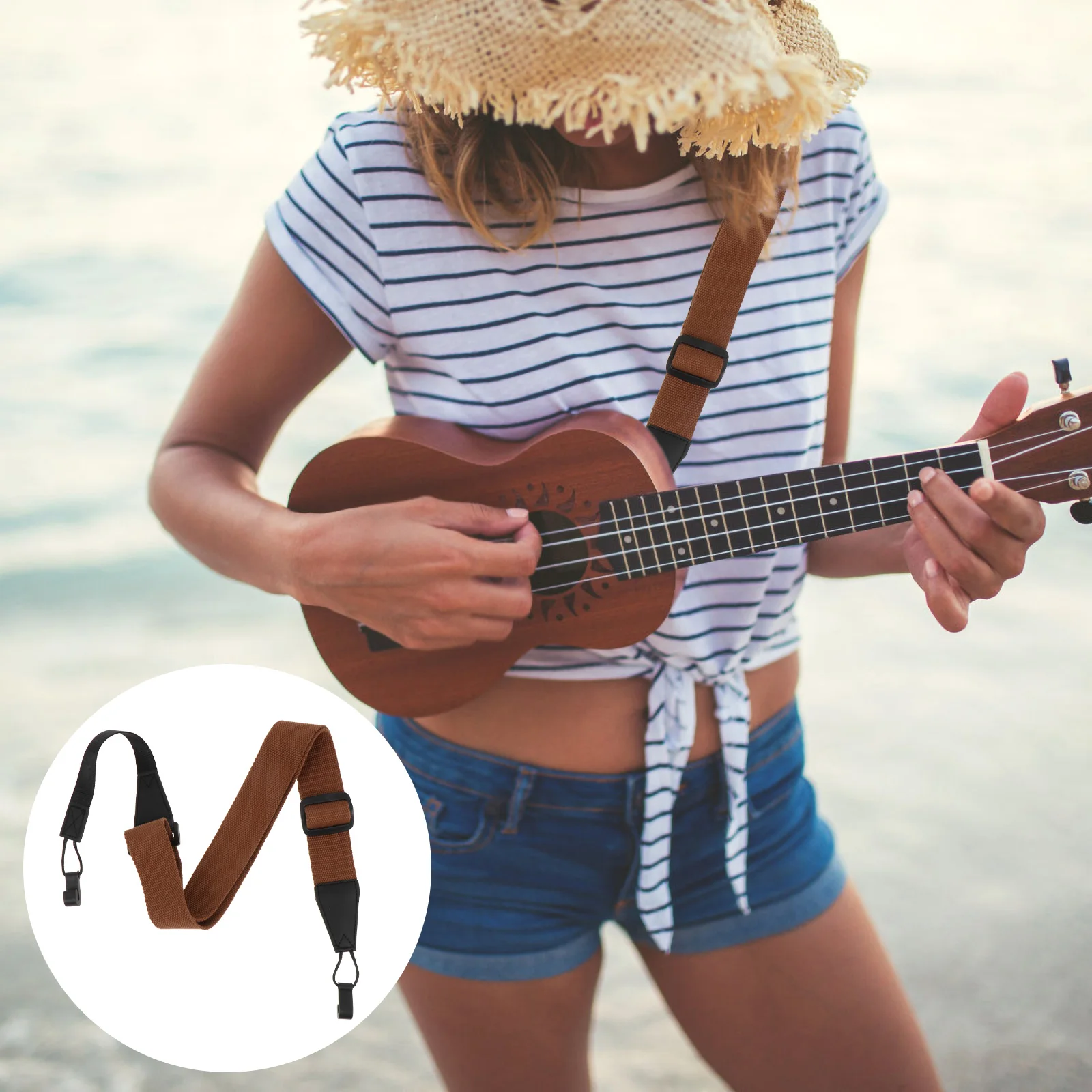 Ukelele Band Gitaar Schouder Geen Haak Clip Op Boor Accessoires Knop Picks Vilt Bas Voor Verstelbare Uke Klassieke Hawaiian