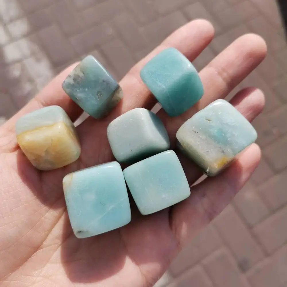 Natural caribbean stone crystal cuboid Amazonite Tumbled Healing Stones