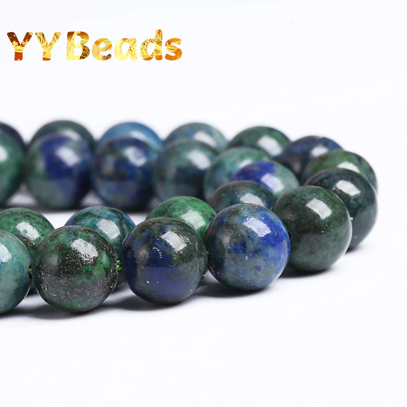 Natural Chrysocolla Azurite Stone Beads Phoenix Lapis Stone Round Loose Beads For Jewelry Making Bracelets Women Necklace 4-12mm