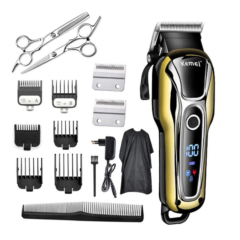 Kemei hair clipper professional hair Trimmer in Hair clippers for men electric trimmers LCD Display machine barber Hair cutter