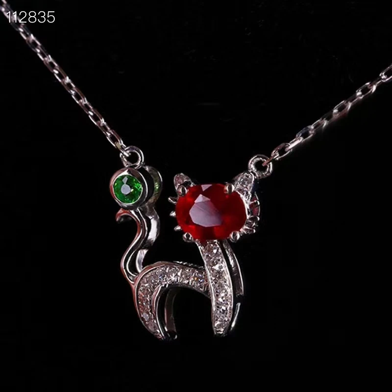 KJJEAXCMY Fine Jewelry 925 Sterling Silver Inlaid Natural  Ruby Female New Pendant Necklace Luxury Support Test Hot Selling