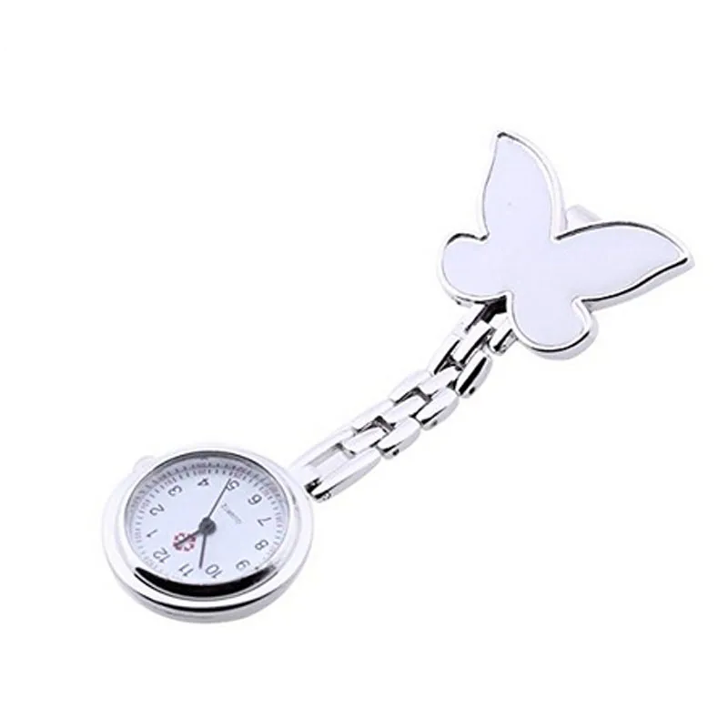 Verpleegster Horloge Enfermera Reloj de Mujeres de moda mariposa Enfermera Reloj Clip-Fob broche Reloj de bolsillo Reloj de Enfermera