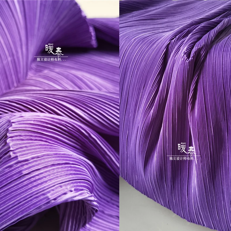

Pleated Fabric Dark Purple Striped Folds DIY Patchwork Painting Wedding Party Decor Dress Skirts Clothes Fashion Designer Fabric