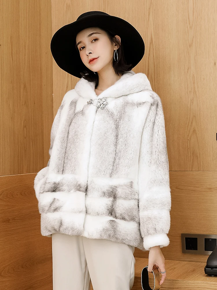 Real Mink Coat Female Luxury Natural Fur Coats Winter Jacket Women Hooded Warm Jackets for Women Clothes 2020 MY4323