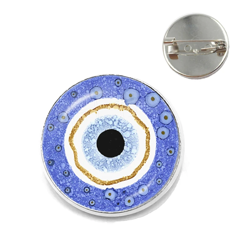 Lucky Eye Blue Turkish Evil Eye Brooch Pin Glass Dome Brooch Gifts for Women Girls Men Fashion Jewelry Accessories