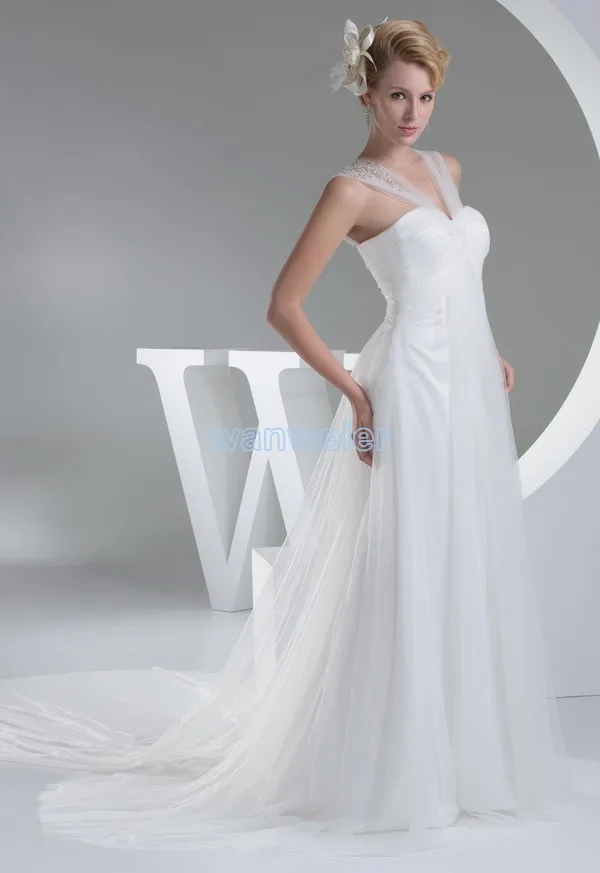 Robe de mariée blanche en tulle, nouveau design, taille/couleur personnalisée, petit train, magnifiques robes mère de la mariée, coupe a-line