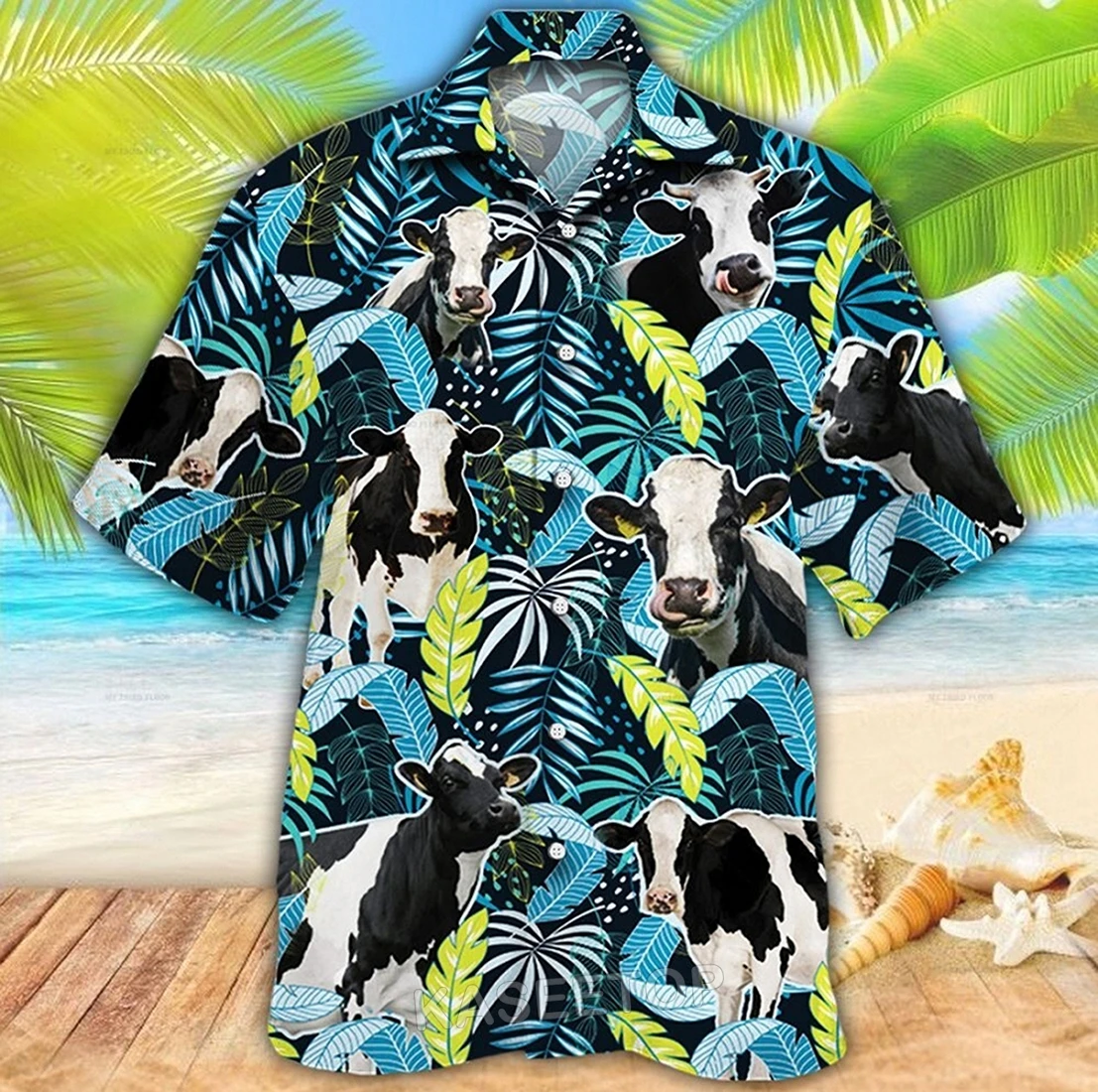 Summer Mens Beach Short Sleeve Red Angus Cattle Lovers Floral Aloha Shirt 3D Printed Hawaiian Shirt Casual Button Wild Blouses