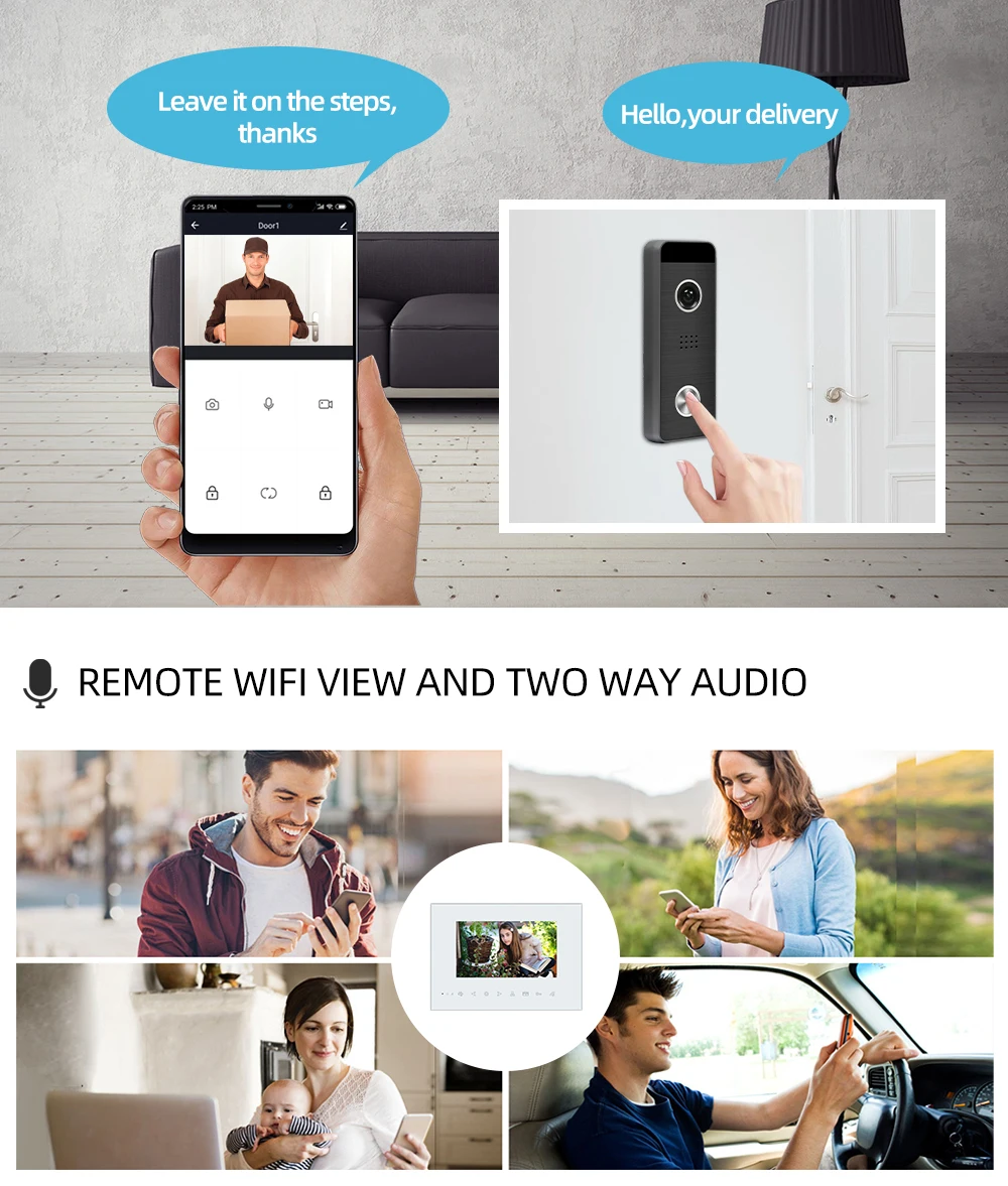 Wired Video Intercom für Start System Wohnung 7 Inch Screen Monitor Türklingel Anruf Panel Sprechen Rekord Entsperren