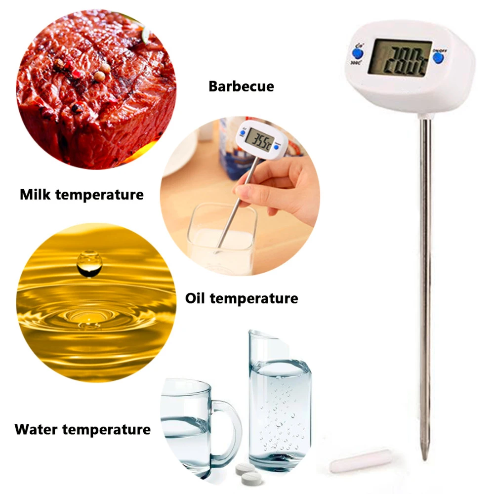 Rotatable Digital Food Thermometer BBQ Meat Thermometer C/F Switch for Oven Milk Water Oil Kitchen Cooking Tool Electronic Probe