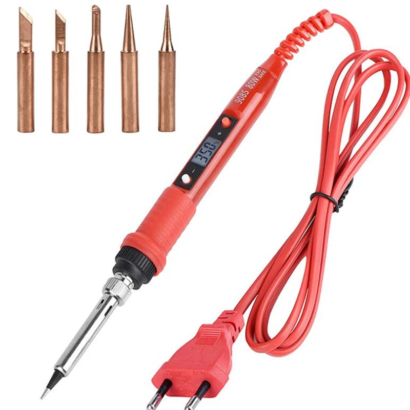 Black 110V 220V  80W  Digital display LCD Adjustable Temperature Electric Soldering Iron with 900M-T soldering iron tip