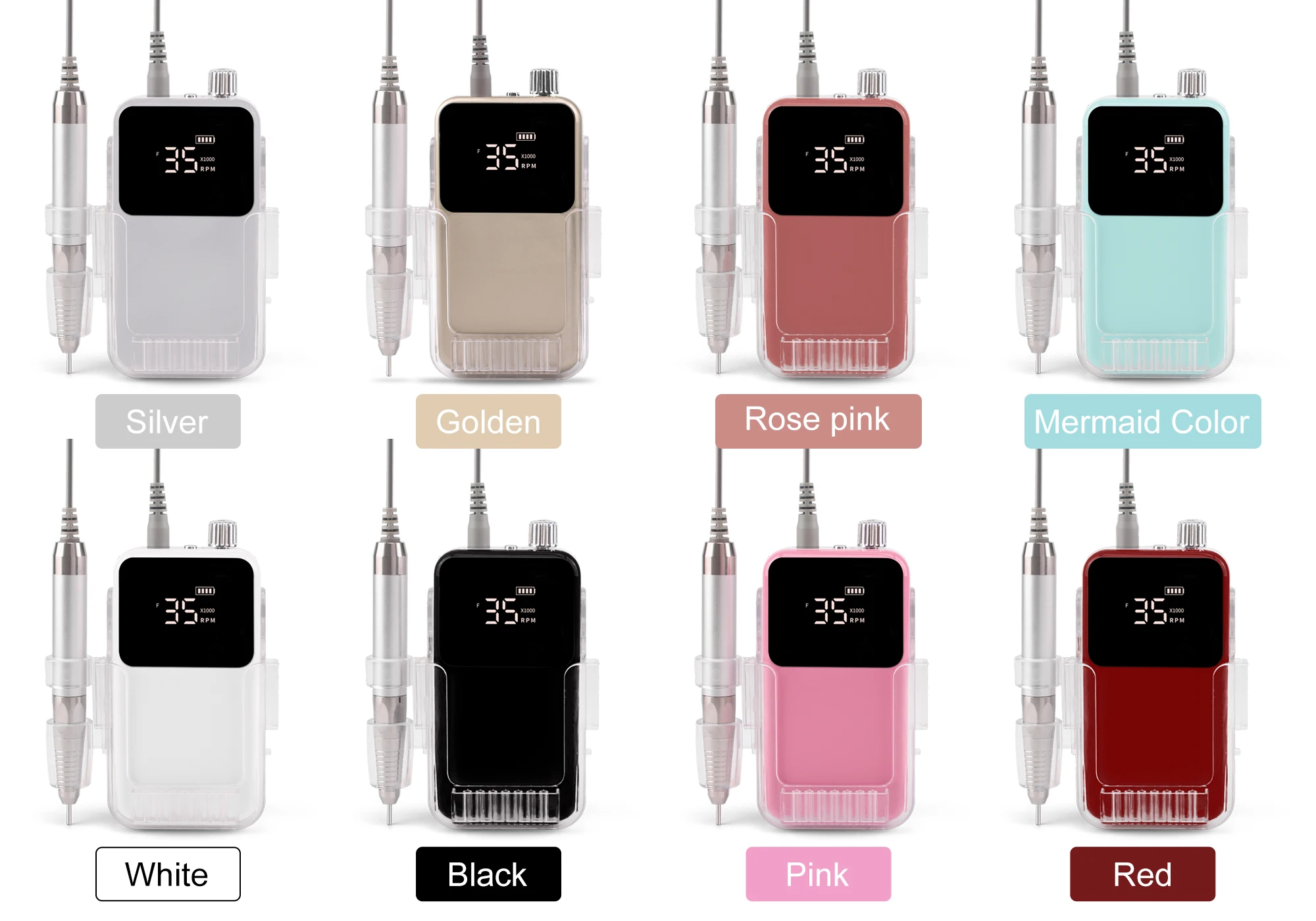 SIMINAIL – perceuse à ongles rectangulaire sans balais, Base de bureau Rechargeable, 35000 tr/min, Machine électrique de manucure, lime à ongles, perçage sans fil