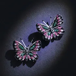 Fresh Wweet Butterfly Earrings Colorful Rhinestone Designer Luxury Jewelry Female Temperament Earring For Women