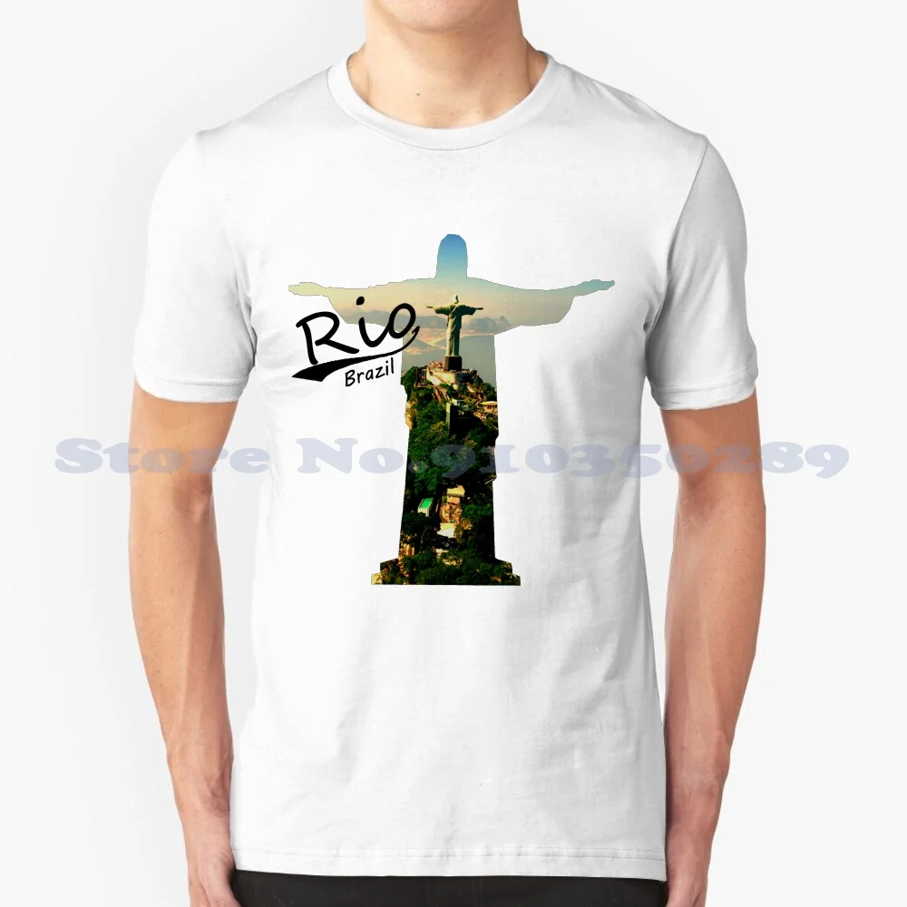 Brazil 100% Cotton T-Shirt De Janeiro Brazil Corcovado Samba City