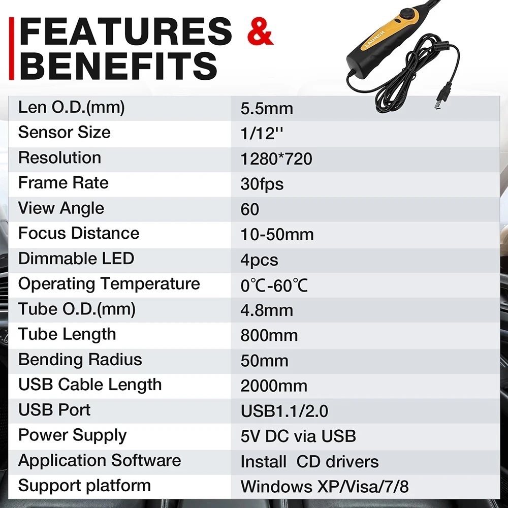 LAUNCH X431 VSP-600 VSP600 OBD2 Scanner Video Scope Camera Digital Inspection Camera work with  X431 V X431 V+ X431 Pro3S+