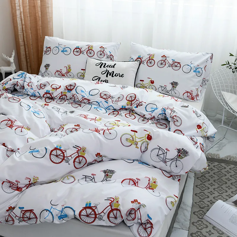 Comforter bedding sets white duvet cover with pillowcase bicycle bedlinen Twin Full Queen King Bedclothes child best gift