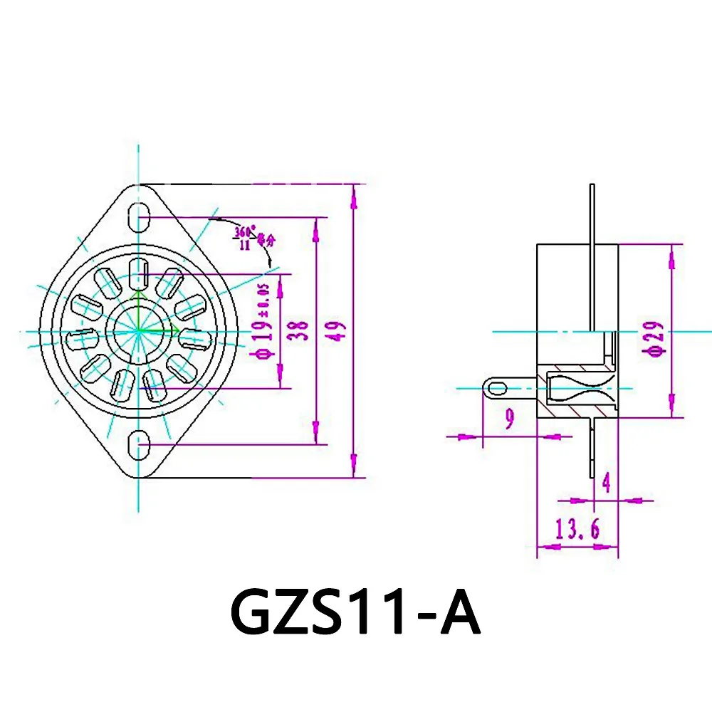 1PC Bakelite 11 Pins Tube Socket GZS11-A Electron Tube Socket Vacuum Tube DIY HIFI Audio Amplifier