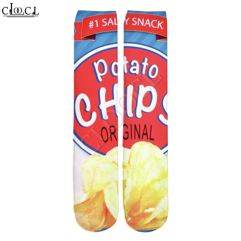 CLOOCL 2021  New Fashion Delicious Fried Potato Chips 3D Printed Unisex Harajuku Casual Hot Selling All-match Socks