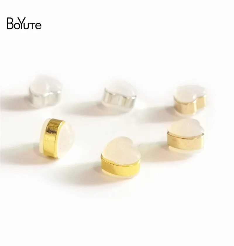 BoYuTe (30 buah/lot) 6*6.5*5mm anting bentuk hati punggung silikon anting sumbat belakang Diy komponen temuan perhiasan