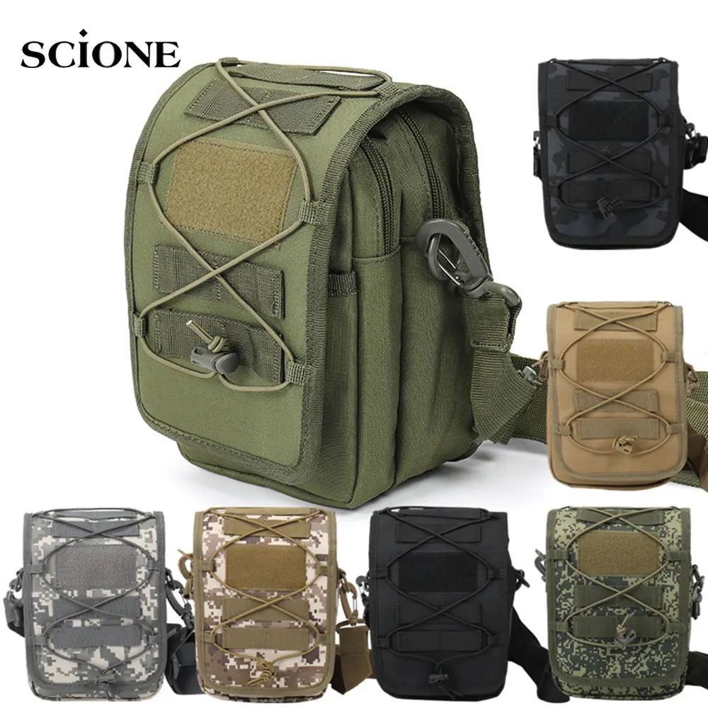 Tactical Molle Hunting Bags, Crossbody Bag, Pacote de cintura, Bolsa de bolsas ao ar livre, Camo Escalada Bag, Small Phone Tool Bag