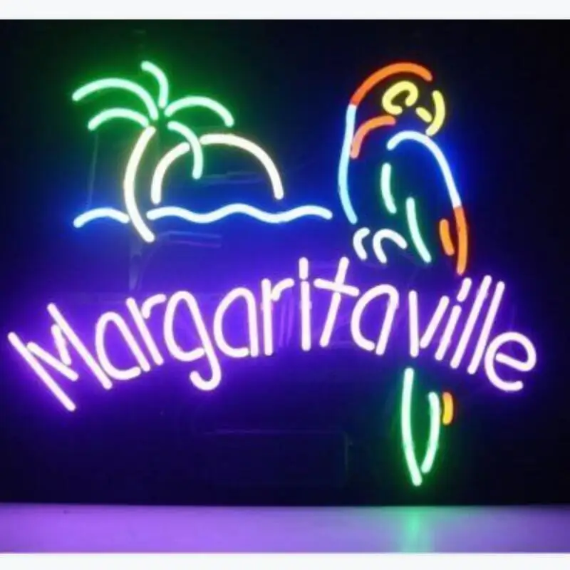 

Custom Margaritaville Parrot Tree Glass Neon Light Sign Beer Bar