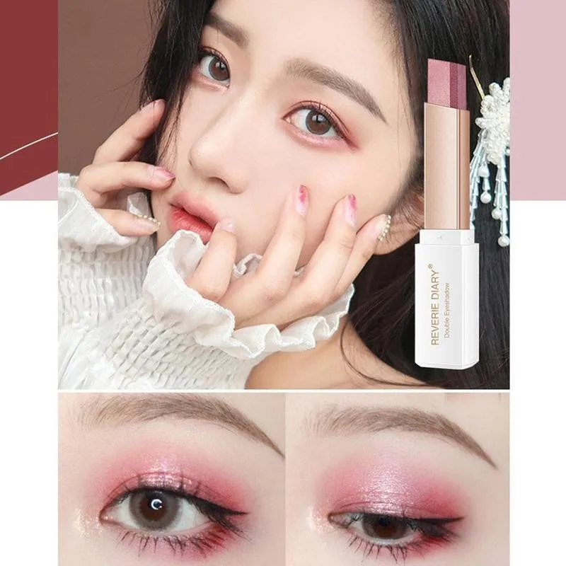 Professional 2 In 1 Double Color Gradient Velvet Shadow Stick Eye Makeup Waterproof Lasting Shimmer Eyeshadow Makeup