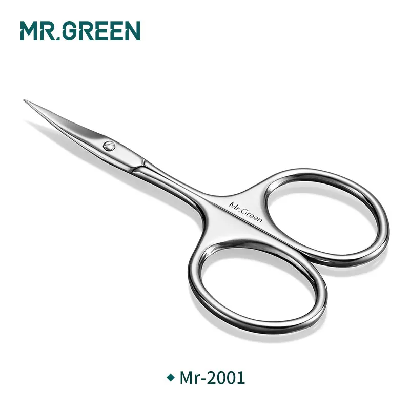 MR.GREEN Manicure Precision Professional Stainless Steel  Eyebrow Eyelash Hair Remover Trimme Tool  Eyebrow Scissors Curved Blad