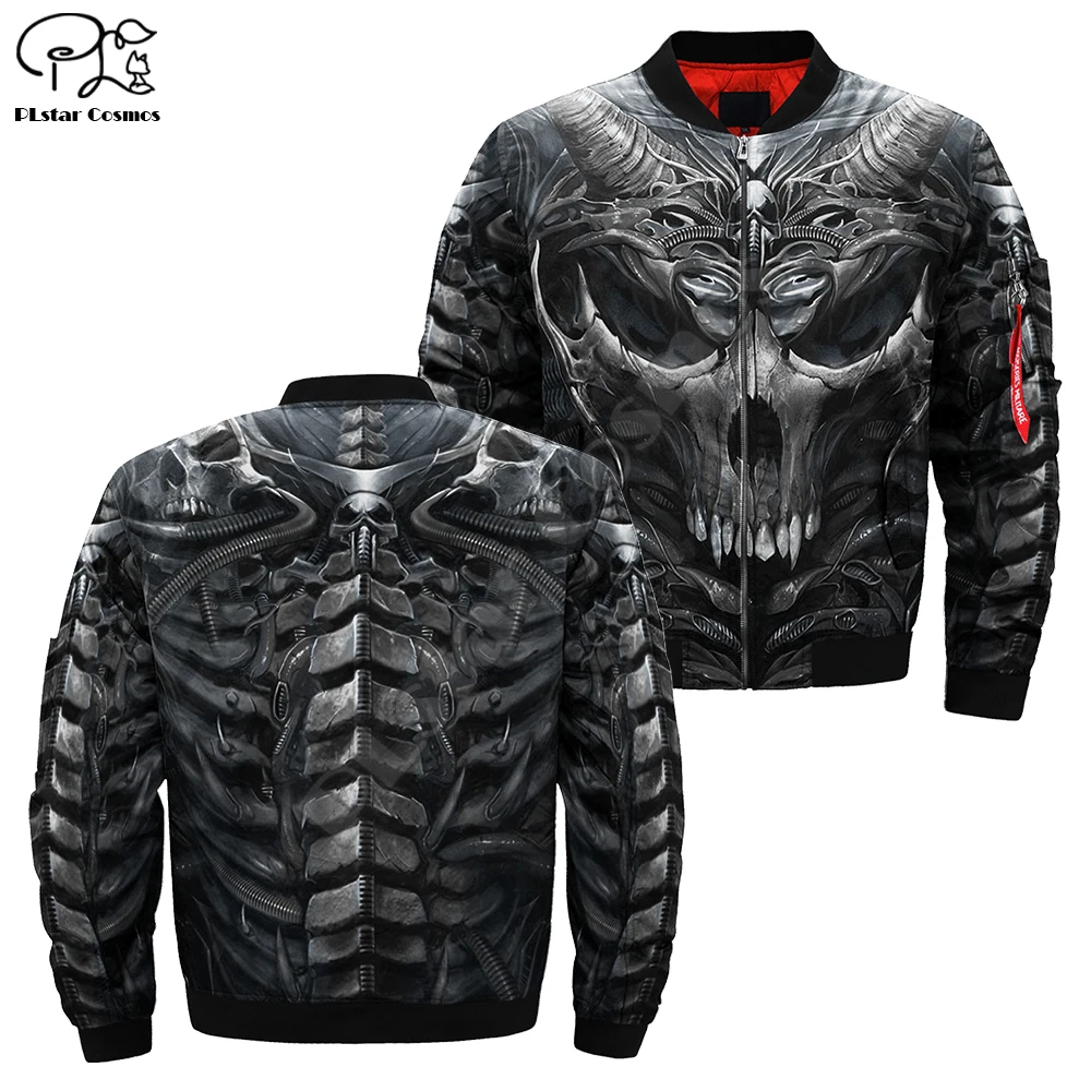 

Mens Unisex 3d Bomber Jackets trippy skull head Print zipper Flight Jacket casual unisex Harajuku women Streetwear thick coat