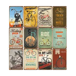 Ride Bicycle Metal Signs Vintage Riding Bike Retro Poster Bar Pub Club Decoration Shabby Chic Wall Art Painting Plaque 20x30cm