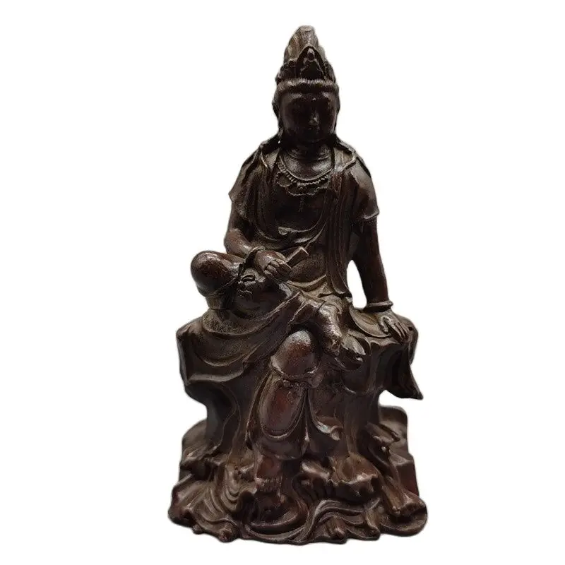 Chinese Old Bronze Statue Of Pure Copper Guanyin