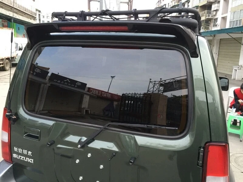 SHCHCG Accessories For Suzuki Jimny 2007-2016 ABS Plastic Unpainted Primer Rear Trunk Wing Spoiler With Led Light Car Styling