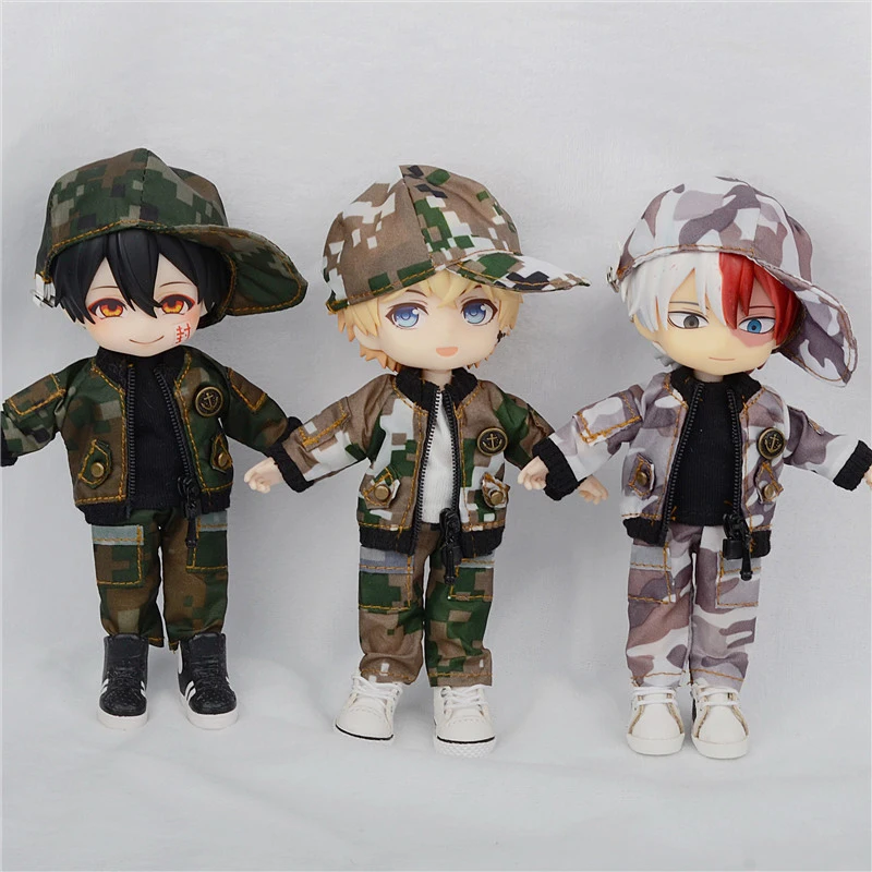 

Ob11 baby clothes hat military uniform pants three-piece suit 1/12 doll clothes BJD Doll Accessories obitsu 11 clothes