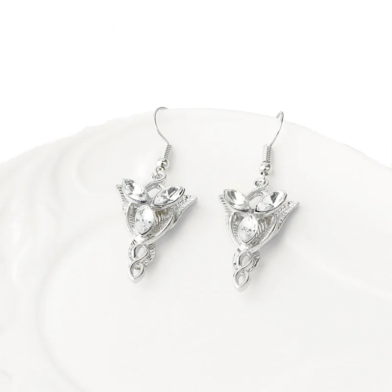 Arwen Evenstar Earrings Elfstone Elessar Aragorn Galadriel Elves Princess Cubic Zirconia Stone Pendant Jewelry Women men