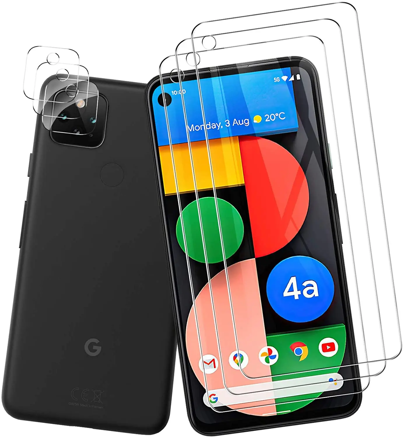 [3 Pack] Camera Lens + [3 Pack] Screen Protector HD Clear Tempered Glass For Google Pixel 4A 4G/5G,Pixel 5 ,Pixel 4 XL