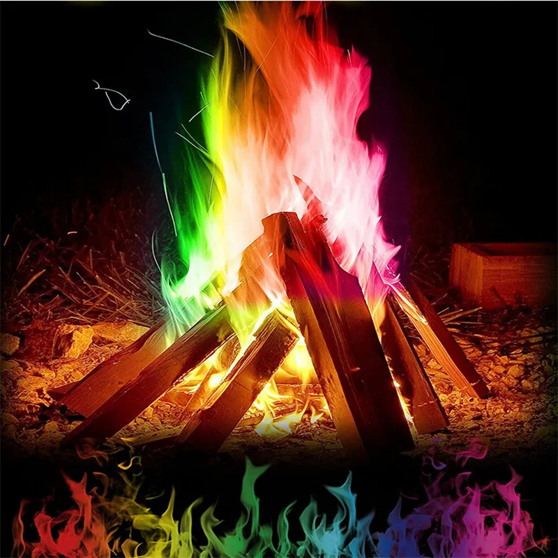 Magic Fire Mystical Magic Tricks Colorful Flames Powder Bonfire Sachet Magicians Pyrotechnics Toy Halloween Christmas Props