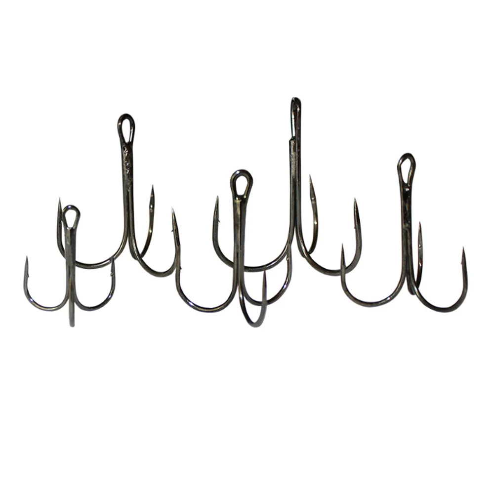 20pcs/lot Sharp Black Fishing Hooks High Carbon Steel Overturned Treble Hook Tackle Round Bent Saltwater Bass Carp Fishing