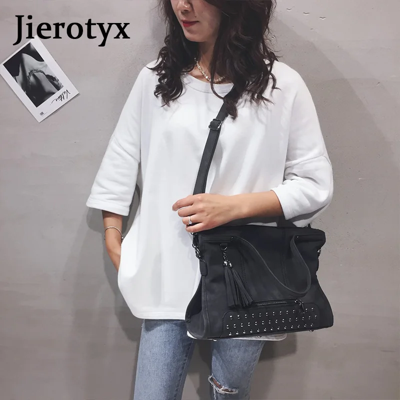 JIEROTYX New Fashion Leather Women Bags Simple Shoulder Bag 2020 Handbags Luxury Female Casual Big Tote Vintage Shoulder Bags