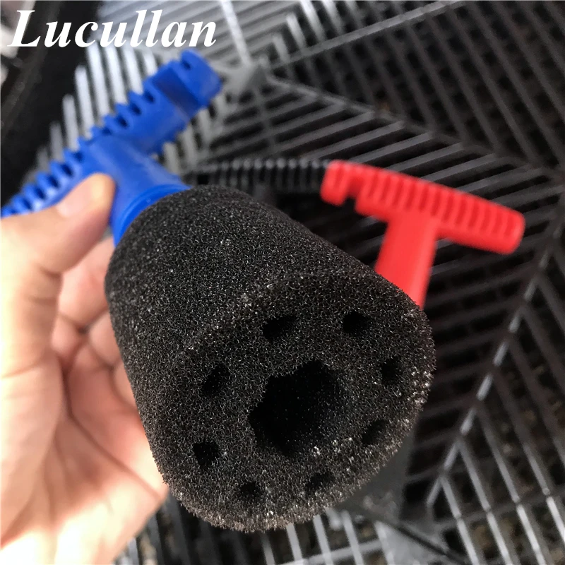 Lucullan Design Foam Fitting Recessed Lug Nut Wheel Cleaning Brush With Handle and Removable Insert Sponge