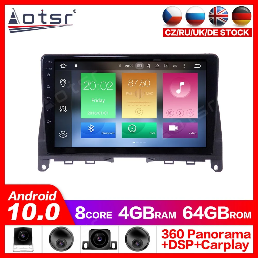 Android 10.0 GPS Navigation Radio Player for Benz C W204 2009-2013 Video Player Stereo Headuint Free Map Built in Carplay dsp