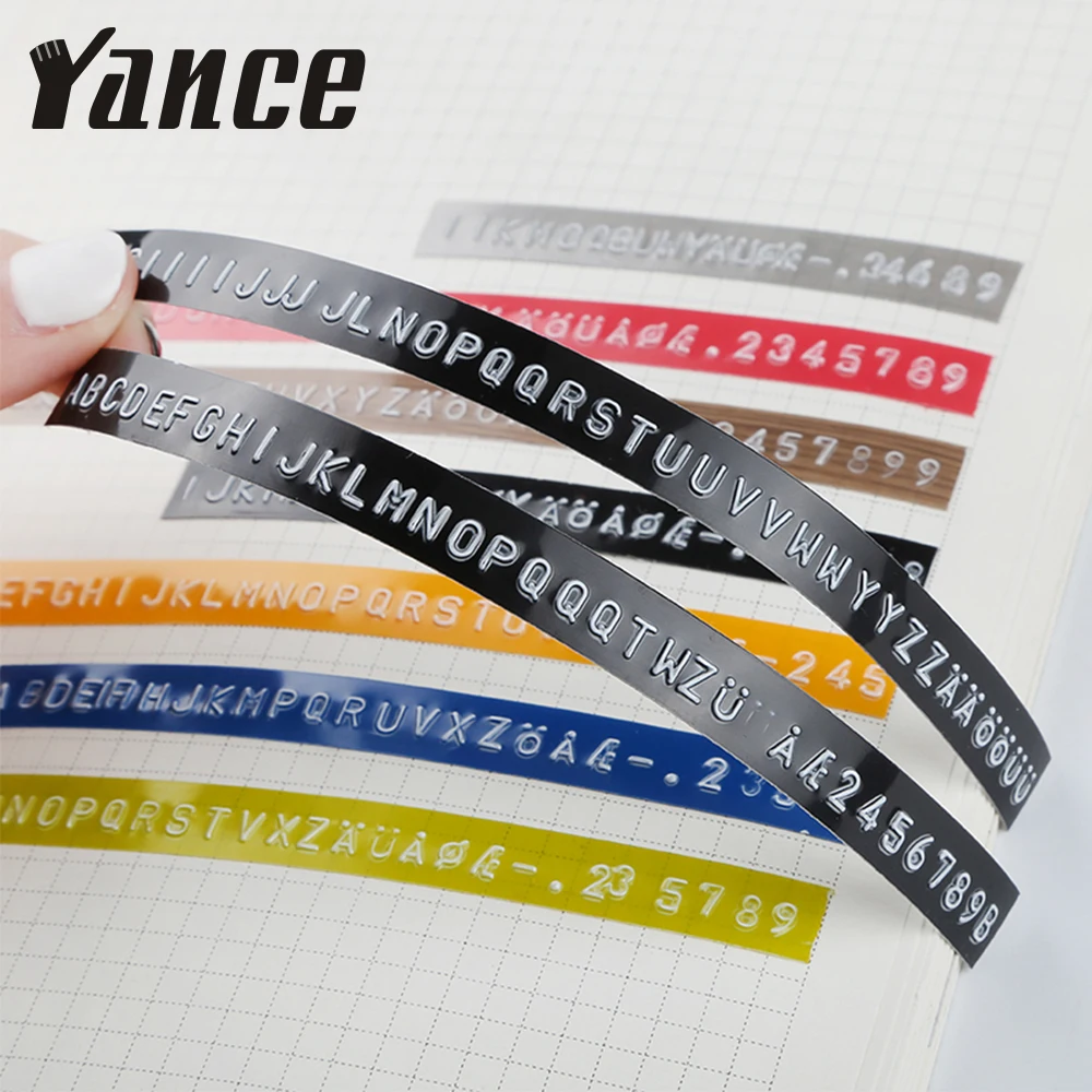 Yance 9mm 12mm 3D Embossing Tape Compatible Dymo Embossing Label Maker PVC label Tape for Motex E101 Label Maker machine printer