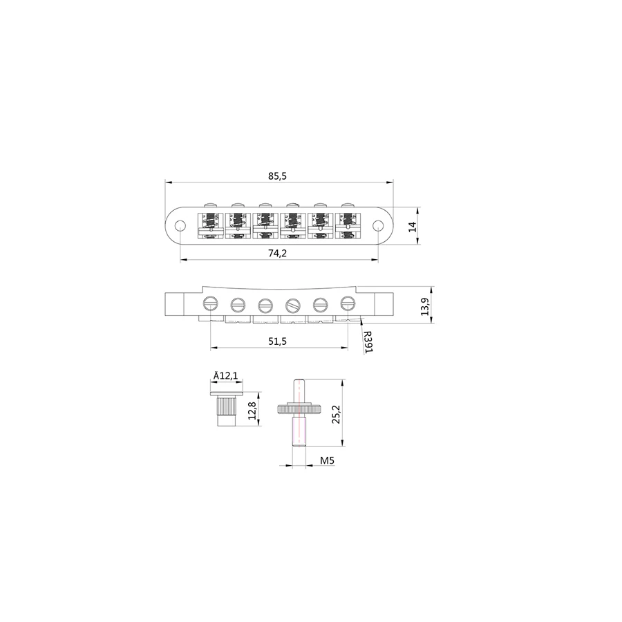 Puente de guitarra tipo Nashville cromado tune-o-matic para guitarra Lespaul